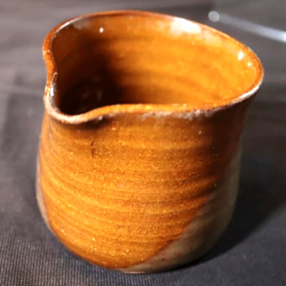 Vintage Japanese Glazed Pottery Creamer Signed 3